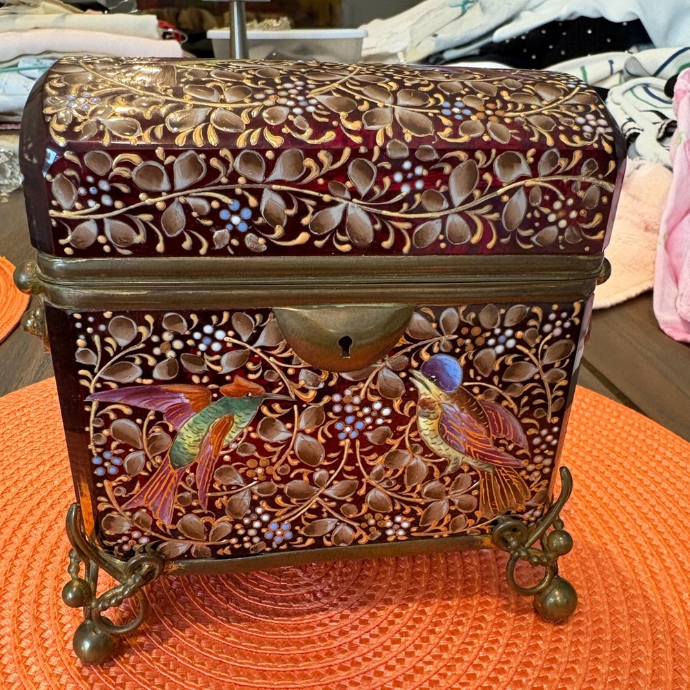 Rare Moser Vintage Antique 19 th century Bohemian Ornate enameled trinket box - Picture 6 of 14